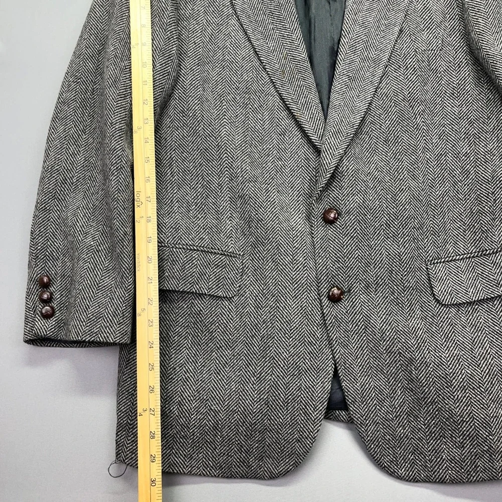 Stanley Blacker Herringbone Blazer Sport Coat Wool‎ Brown Button Front 42L